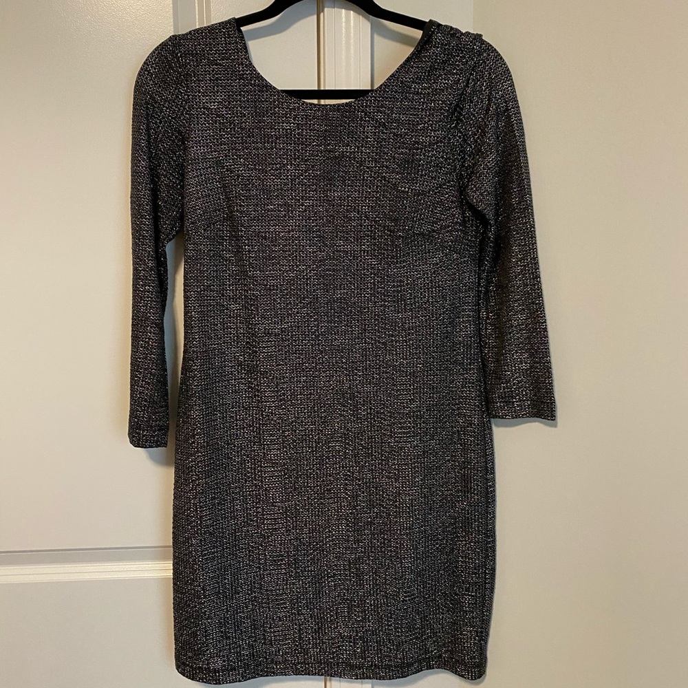 Metallic backless cocktail dress